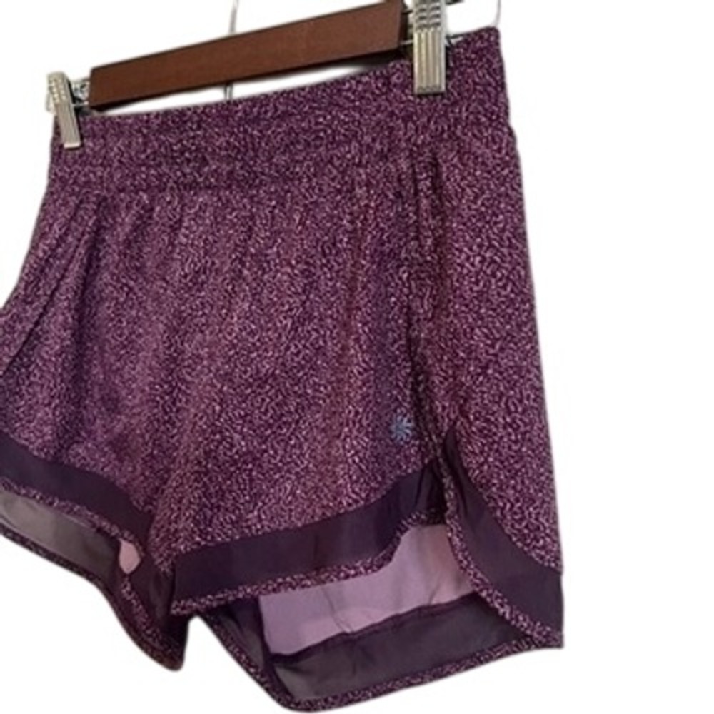 Athleta Printed Mesh Racer Run Shorts Womens XS Purple Athletic Gym Active - Picture 6 of 7